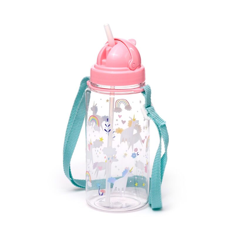 Ecozen Kinderwasserflasche 450 ml Flip Stroh Einhornmagie