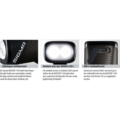 Sigma Scheinwerfer Buster 1100 LED -Schraubenhalter -li -ion -Batterie USB