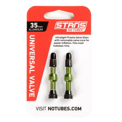Stans Stan's Ventilschaft Aluminium (Paar) – universal, Presta – grün – 35 mm