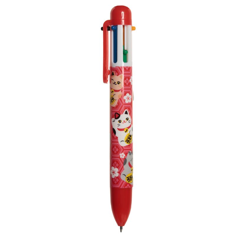 Maneki Neko Happiness Cat Multi -Colored Stift (6 Farben)