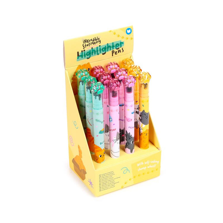 Beans Co Cats 2-in-1-Textmarker mit Stempelrad