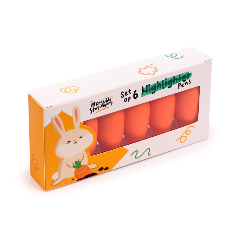 Inzäderbare Karotten -Highlighter -Stift -Set von 6
