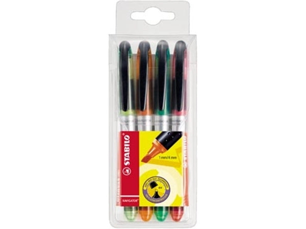 Textmarker Stabilo Navigator, Etui (4 Stück)