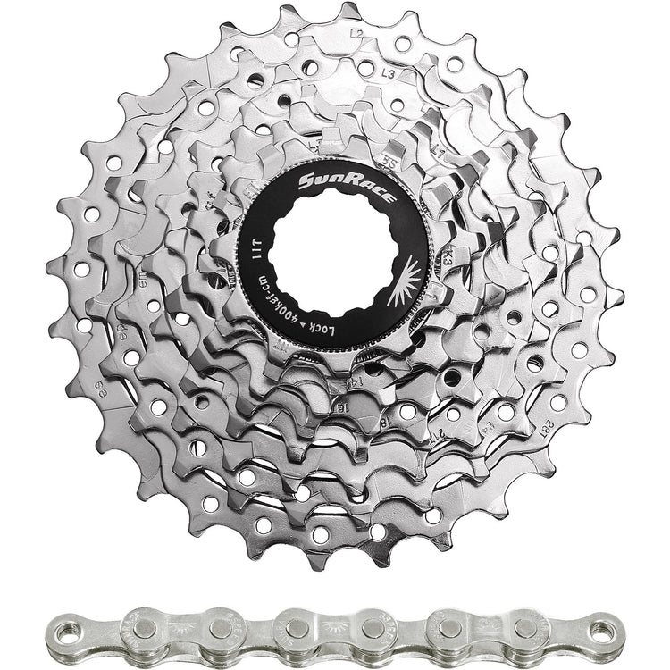 Spanninga Sunrace Combipack CSR86 8V 11-28T mit Kette CNM84