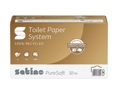 Satino puresoft Toilettenpapier mit Kappe 2-lagig (24x 100m)