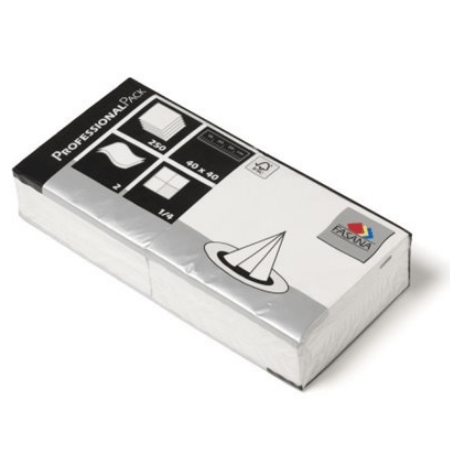 Serviette hoch weiß 2 Lagen Zellulose 40 cm 1 4-fach Fasana (250 Stück)