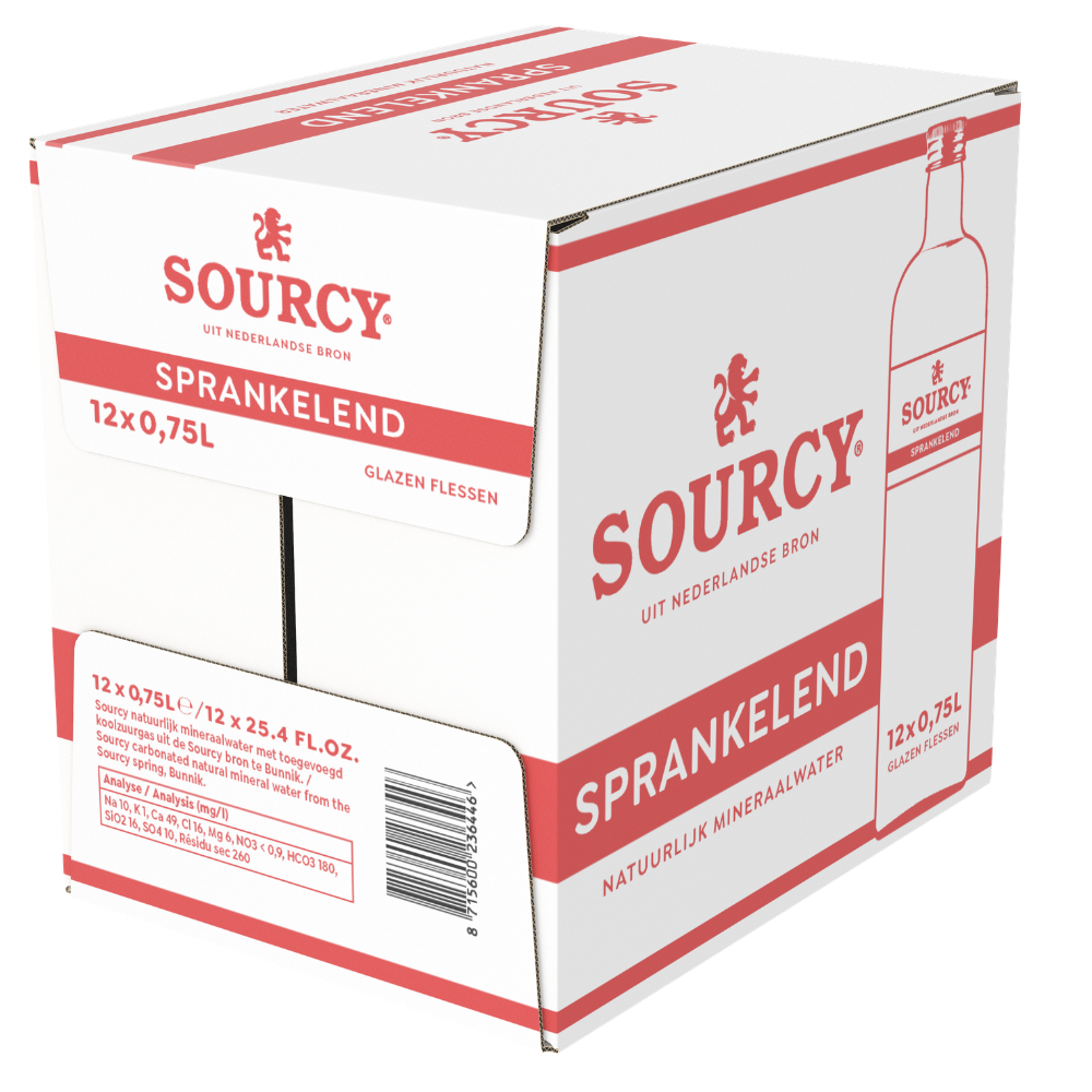 Sourcy Red Mineralwasser-Sprudelglas (12x75cl)