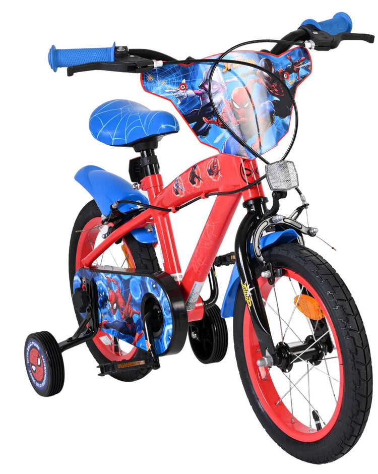 Spiderman Spider-Man Kinderfahrrad – Jungen – 14 Zoll – Blau Rot – Zwei Handbremsen