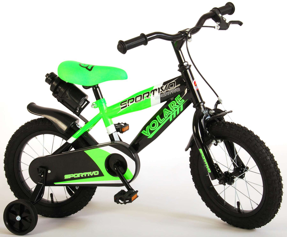 Volare Sportivo Kinderrad - Jungen - 14 Zoll - Neongrün schwarz - 95% versammelte