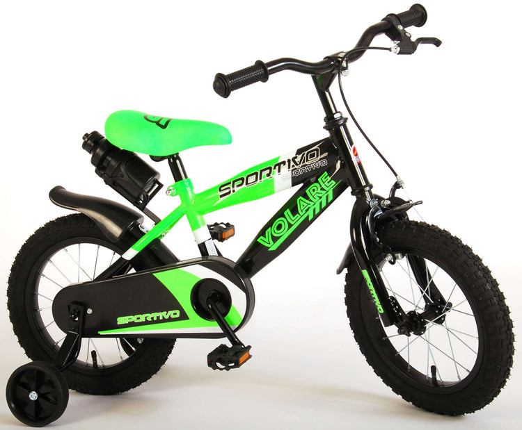 Volare Sportivo Kinderrad - Jungen - 14 Zoll - Neongrün schwarz - 95% versammelte