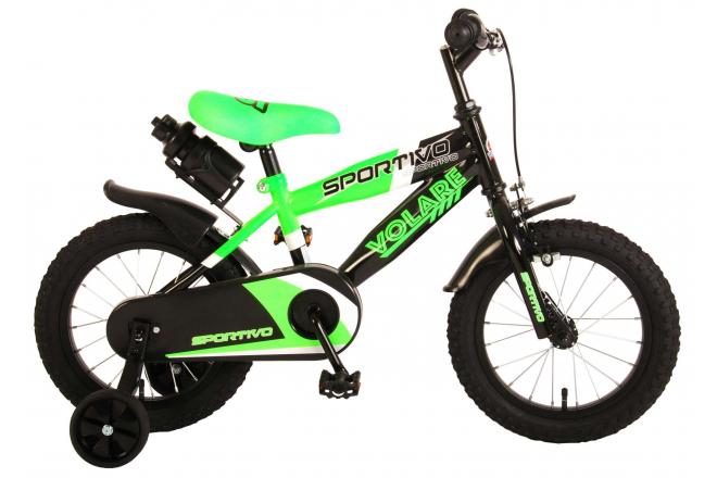 Volare Sportivo Kinderrad - Jungen - 14 Zoll - Neongrün schwarz - 95% versammelte