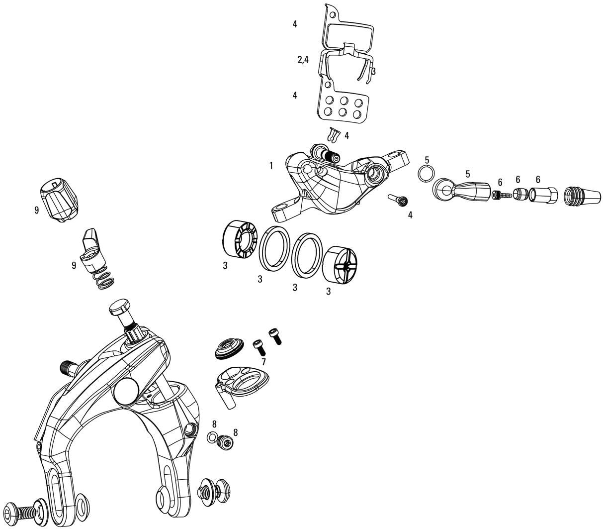 Sram BR. Hebel für.22 CX1 HYD. Heck BR. flache Halterung