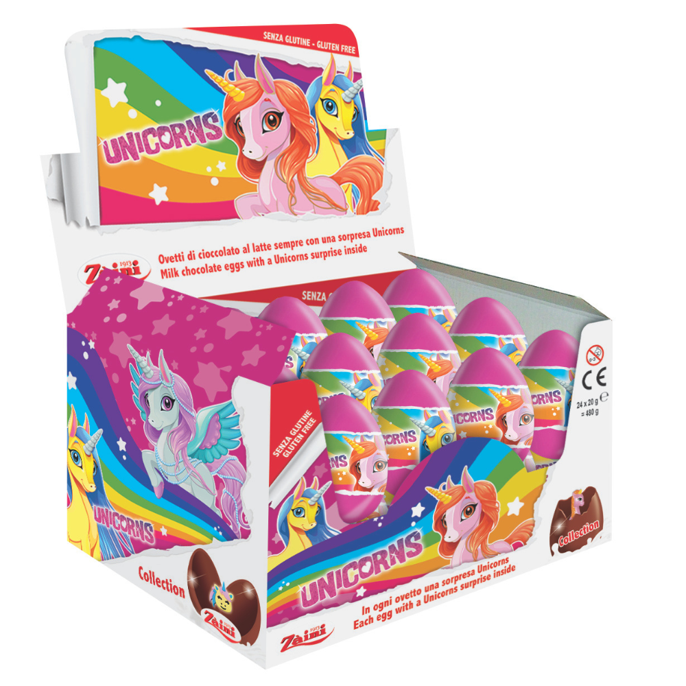Zaini Überraschungsei Schokoladen-Einhorn (24x 20gr)