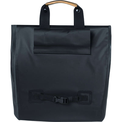 Basil Urban Dry Shopper - wasserdichter Fahrrad-Shopper, Details aus veganem Leder, verstellbarer Verschluss, Reflexion, mattschwarz