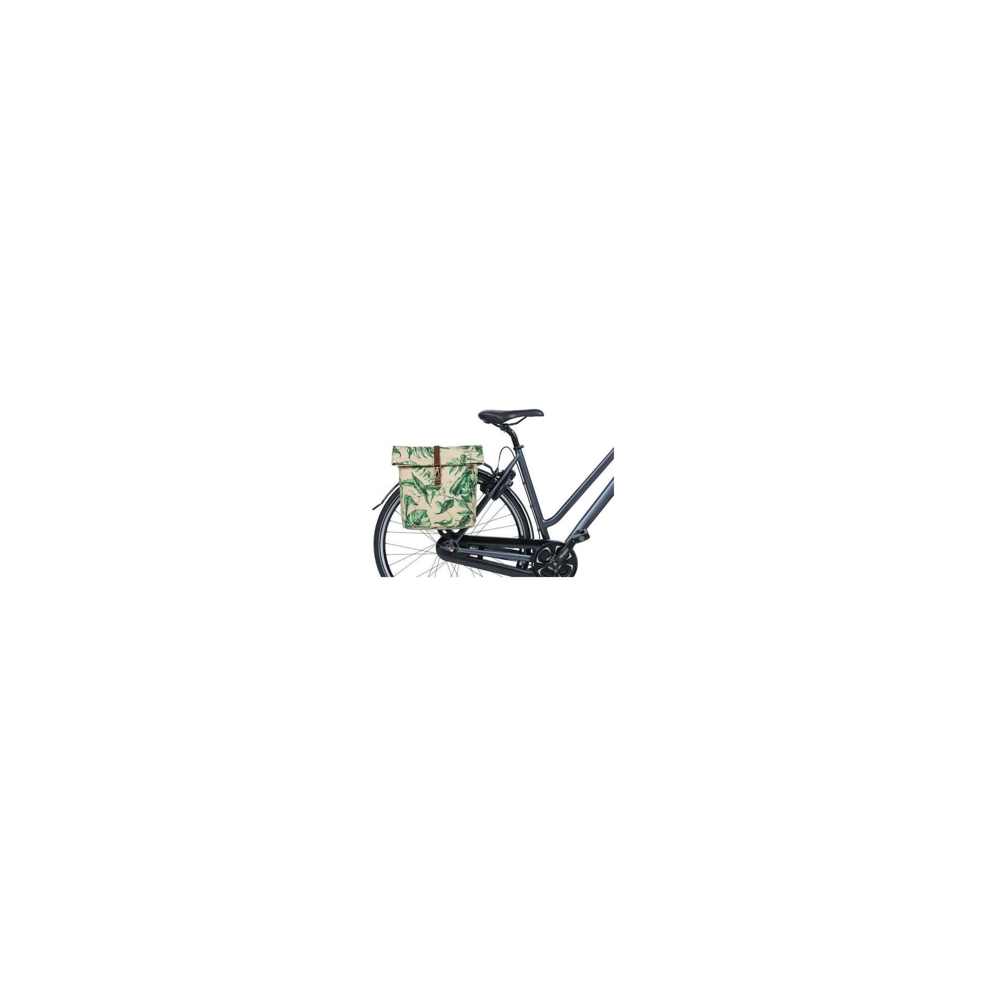 Basil Ever-Green Doppel-Fahrradtasche, recyceltes PET, wasserabweisender Faltverschluss, Unisex, Fahrrad, Sandschalenbeige