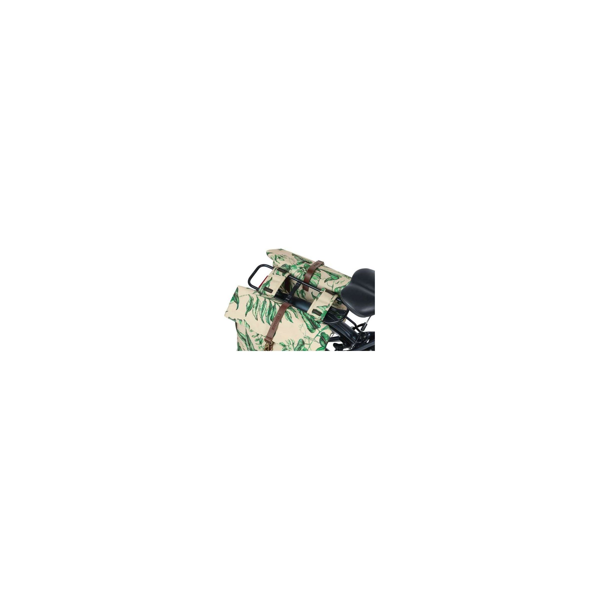 Basil Ever-Green Doppel-Fahrradtasche, recyceltes PET, wasserabweisender Faltverschluss, Unisex, Fahrrad, Sandschalenbeige
