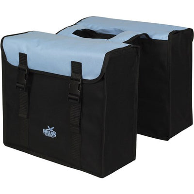 Greenlands Doppeltasche, schwarz-blau. Größe 38x34x13cm. Gesamtkapazität 35L