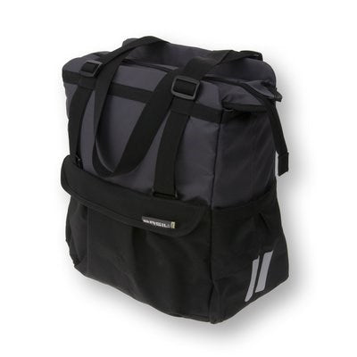 Basil Shopper XL - sportliche und trendige Fahrradtasche für Einkauf und Strand, schwarz-anthrazit, 20L
