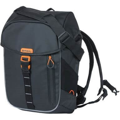 Basil Miles Tarpaulin Fahrradrucksack Nordlicht – Wasserdichter schwarzer Rucksack für Radfahrer – 17L – Unisex – Sportlich – Schwarz
