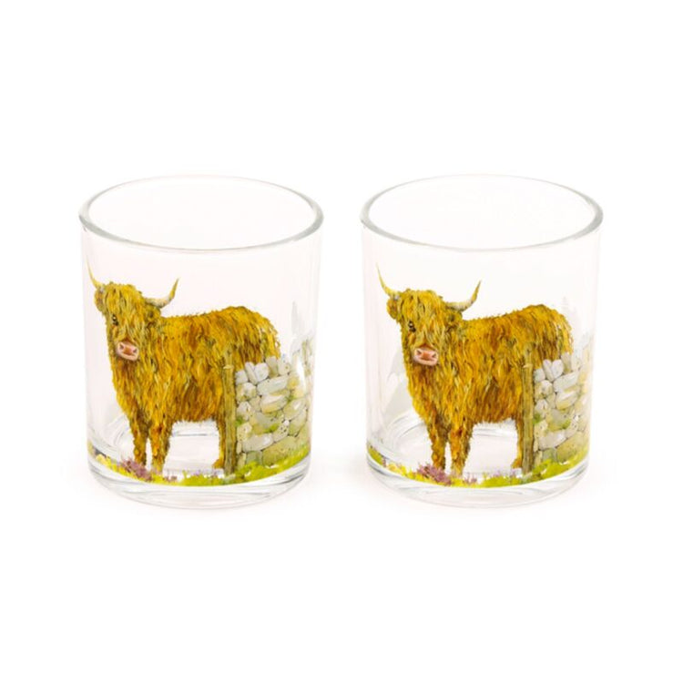 Jan Pashley Highland Cow Set 2 Glas -Trinkgläser 350 ml