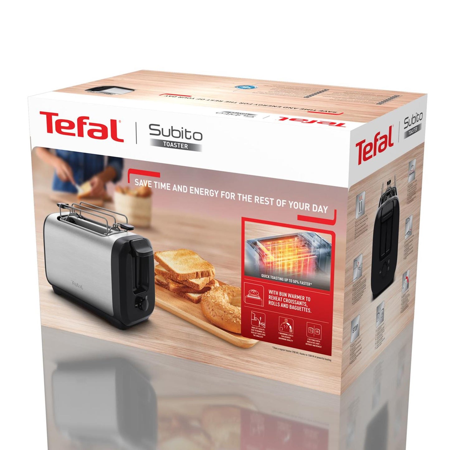 Tefal Subito Edelstahl-Toaster 1300 W