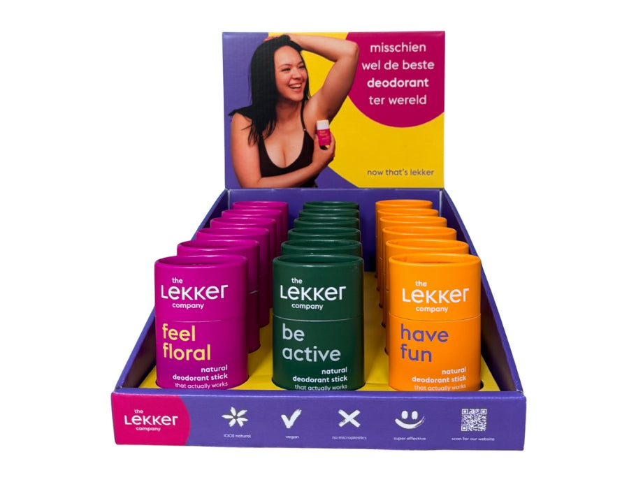 Das leckere Unternehmen zeigt Deo-Sticks – 3 x 6 Stück