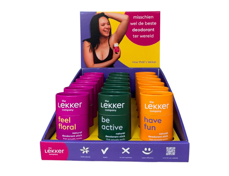 Das leckere Unternehmen zeigt Deo-Sticks – 3 x 6 Stück