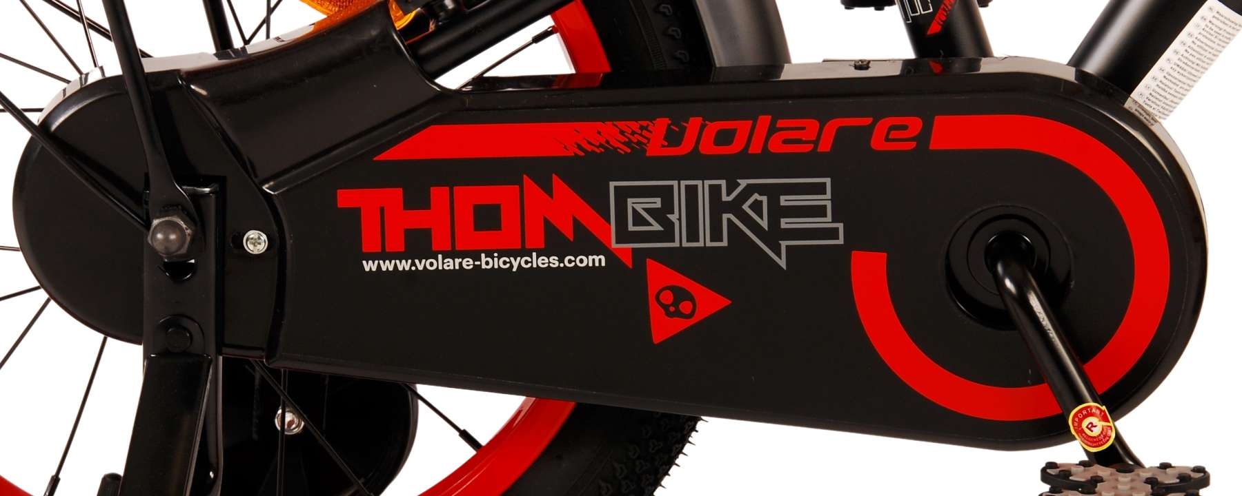 Volare Thombike Children's Bike - Jungen - 16 Zoll - Schwarzrot - Zwei Handbremsen
