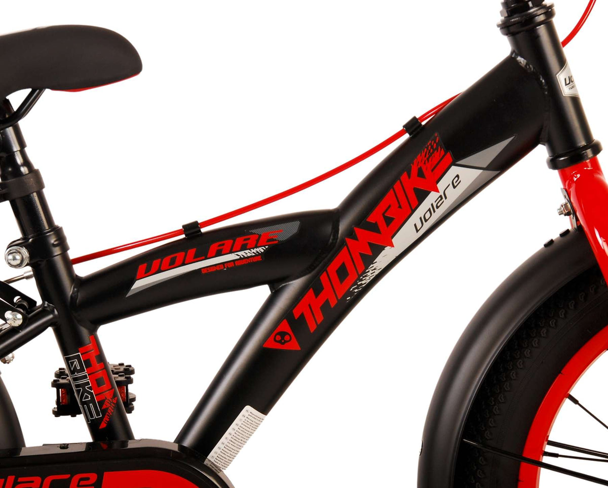Volare Thombike Children's Bike - Jungen - 16 Zoll - Schwarzrot - Zwei Handbremsen