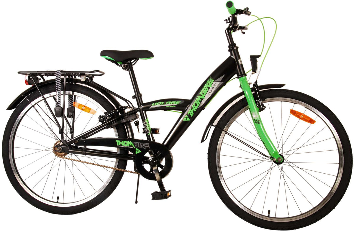 Volare Thombike Children's Bike - Jungen - 24 Zoll - Schwarzes Grün - Zwei Handbremsen
