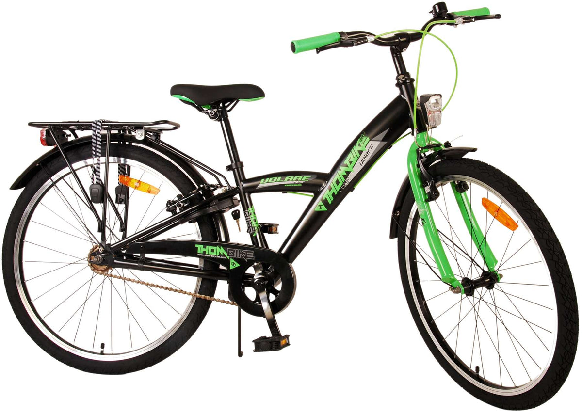 Volare Thombike Children's Bike - Jungen - 24 Zoll - Schwarzes Grün - Zwei Handbremsen