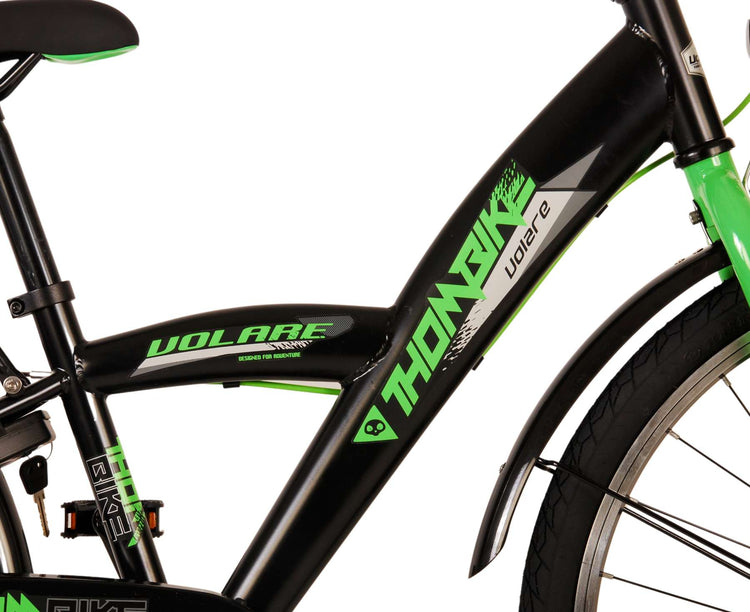 Volare Thombike Children's Bike - Jungen - 24 Zoll - Schwarzes Grün - Zwei Handbremsen