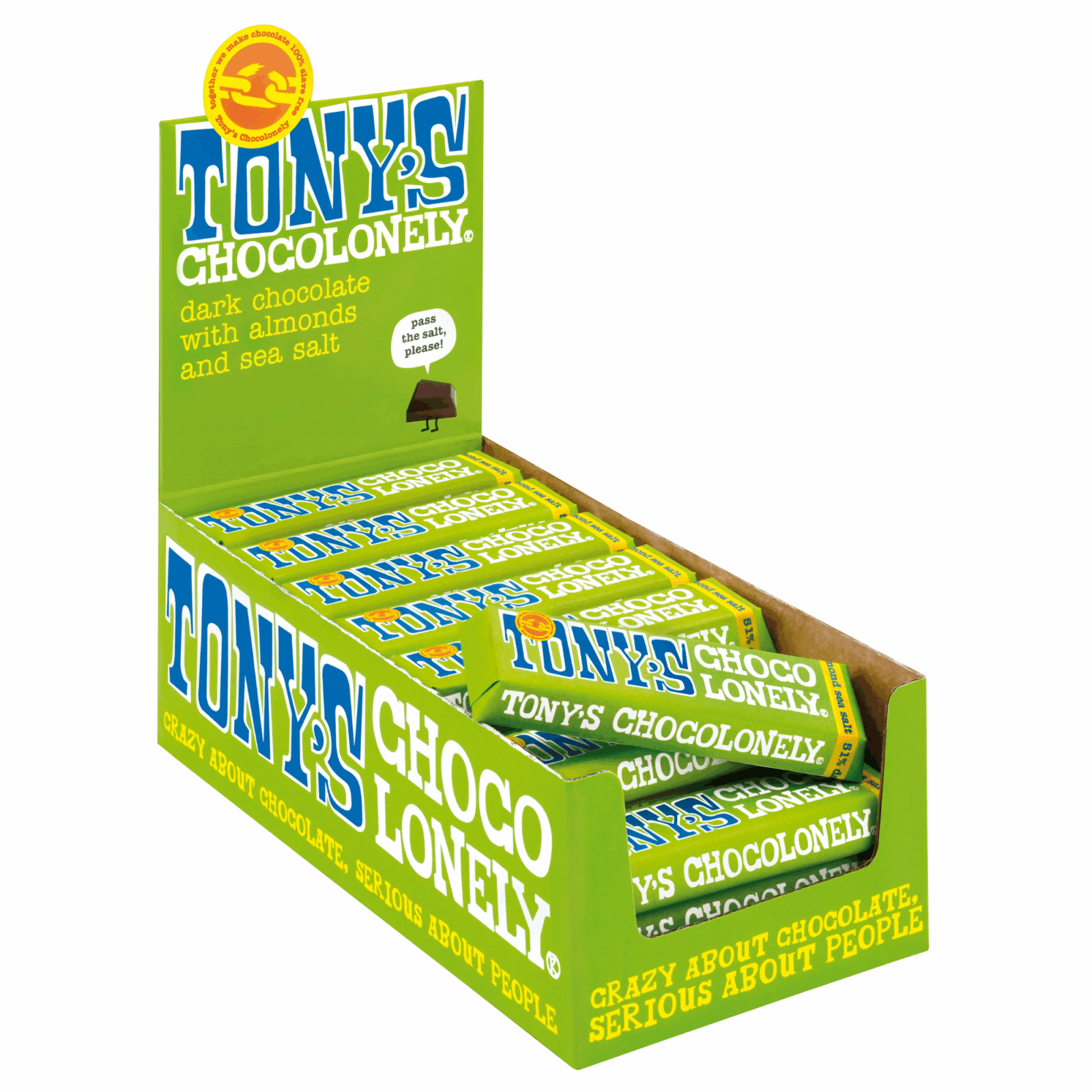 Tony's chocolonely dunkle Schokolade Mandel Meersalz (35x 47gr)