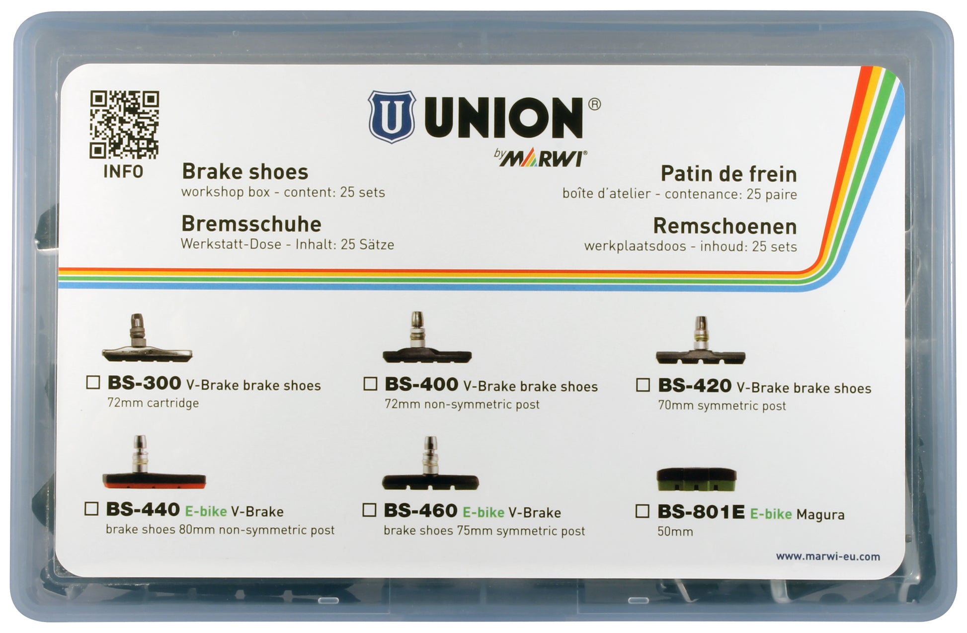 Marwi Velgrem Block Set BS-460 V-Brake 75 mm (Sym.) (25st)
