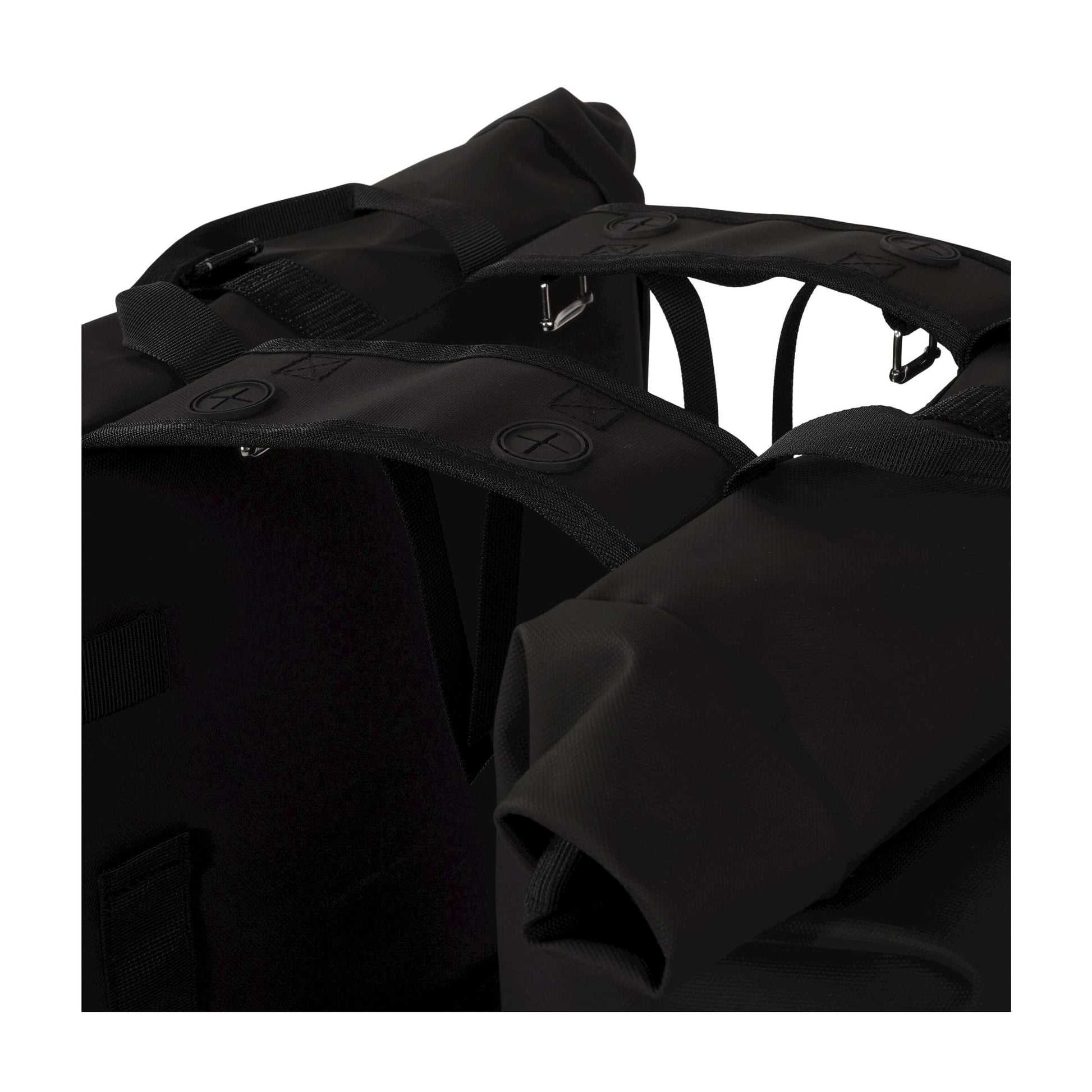 Urbanfester städtischer Rolltop Doppelfahrradbeutel 38 Liter schwarz
