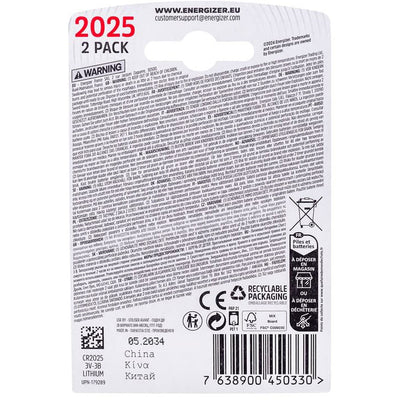 Enerdis Energizer Batterie Lithium 3V CR2025 Blister (2 Stück)