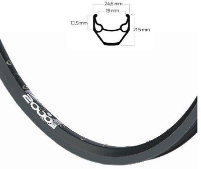 Ryde Rim 28 Zoll 622 ZAC2000 Ganzes Schwarz 36