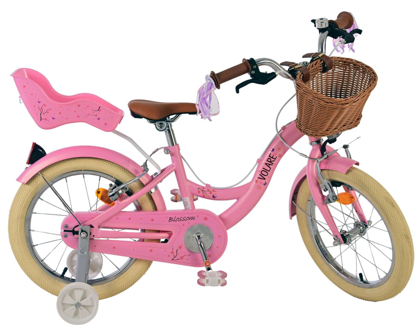 Volare Blossom Kinderfahrrad – Mädchen – 16 Zoll – Pink – zwei Handbremsen