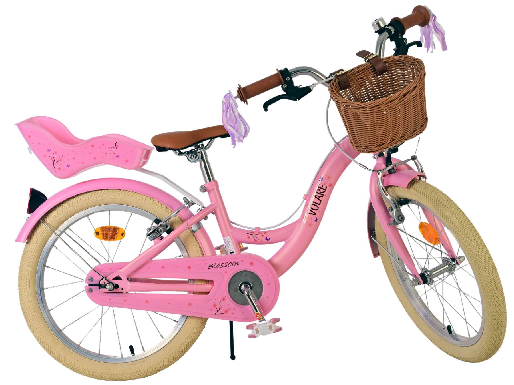 Volare Blossom Kinderfahrrad – Mädchen – 18 Zoll – Pink – zwei Handbremsen