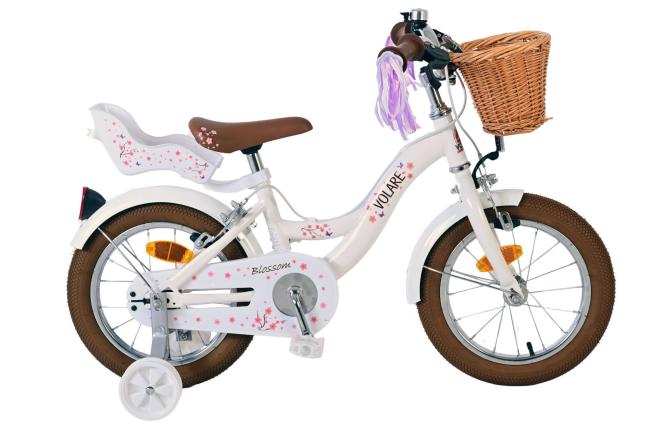 Volare Blossom Children's Bicycle Girls 14 Zoll weiße zwei Handbremsen