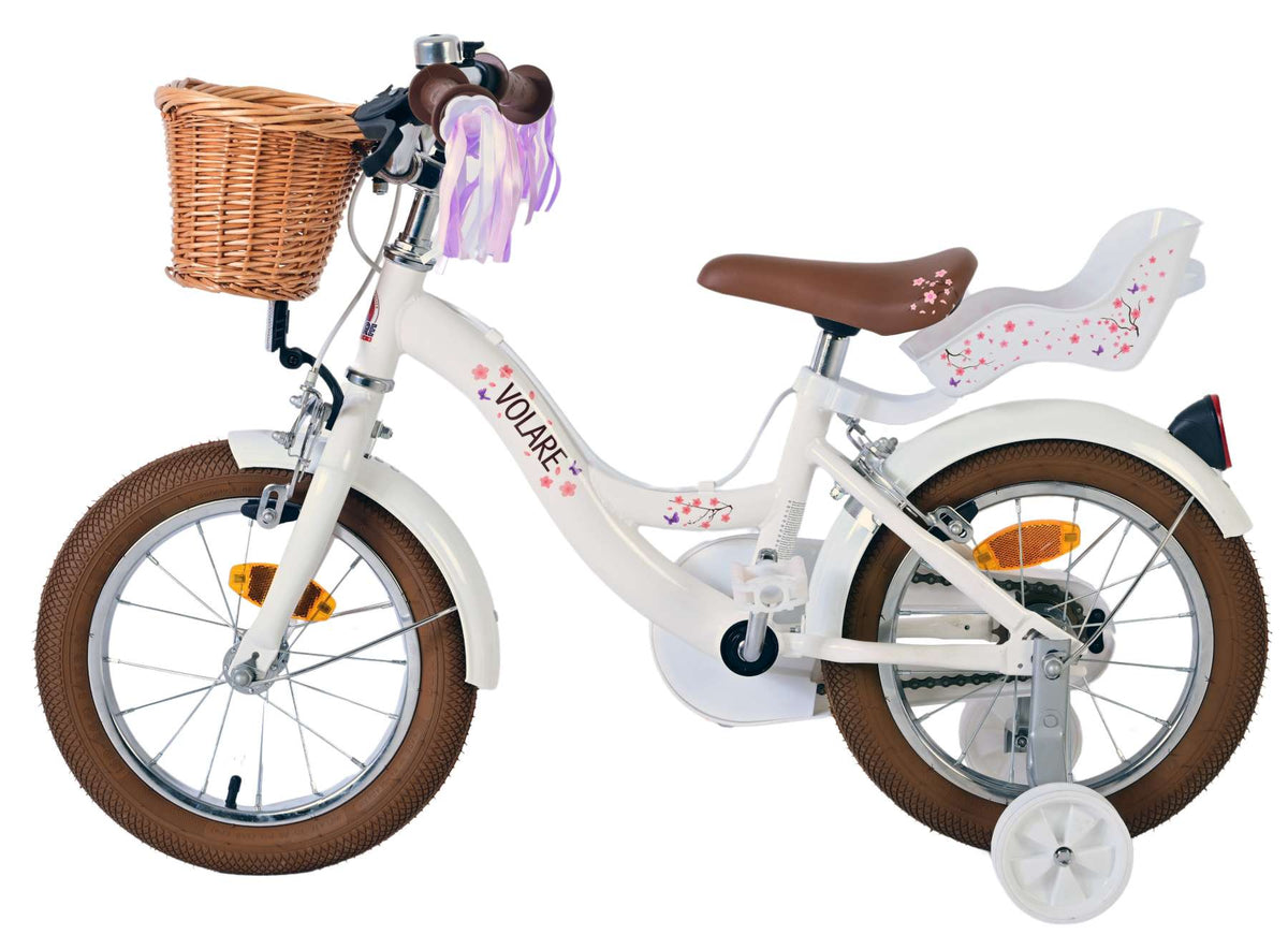 Volare Blossom Children's Bicycle Girls 14 Zoll weiße zwei Handbremsen