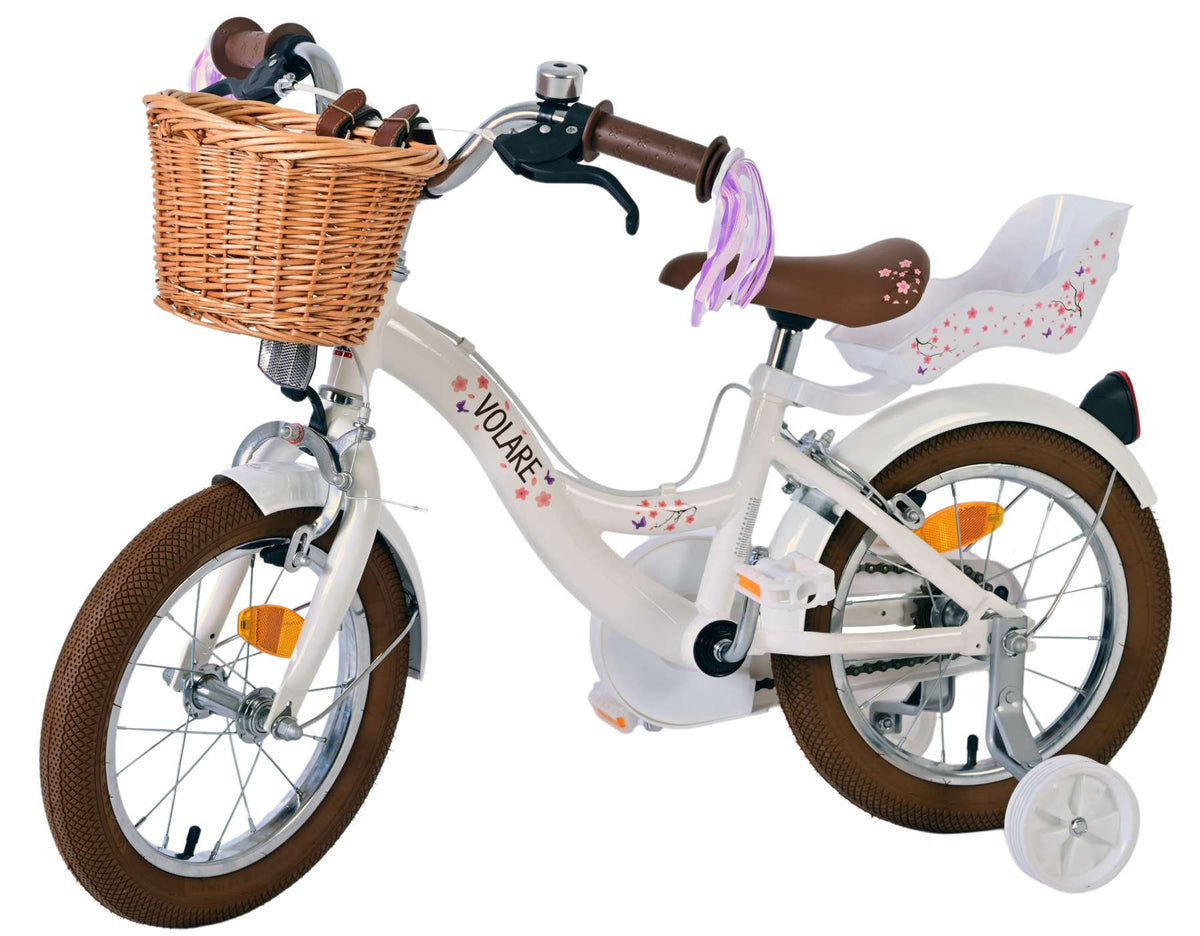 Volare Blossom Children's Bicycle Girls 14 Zoll weiße zwei Handbremsen