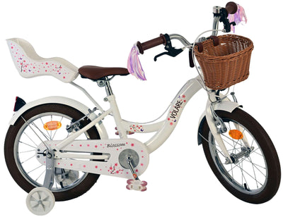 Volare Blossom Kinderfahrrad – Mädchen – 16 Zoll – weiß – zwei Handbremsen