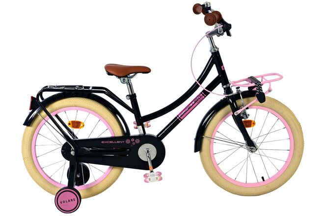 Volare ausgezeichnetes Kinderfahrrad – Mädchen – 18 Zoll – Schwarz – 95 % zusammengebaut