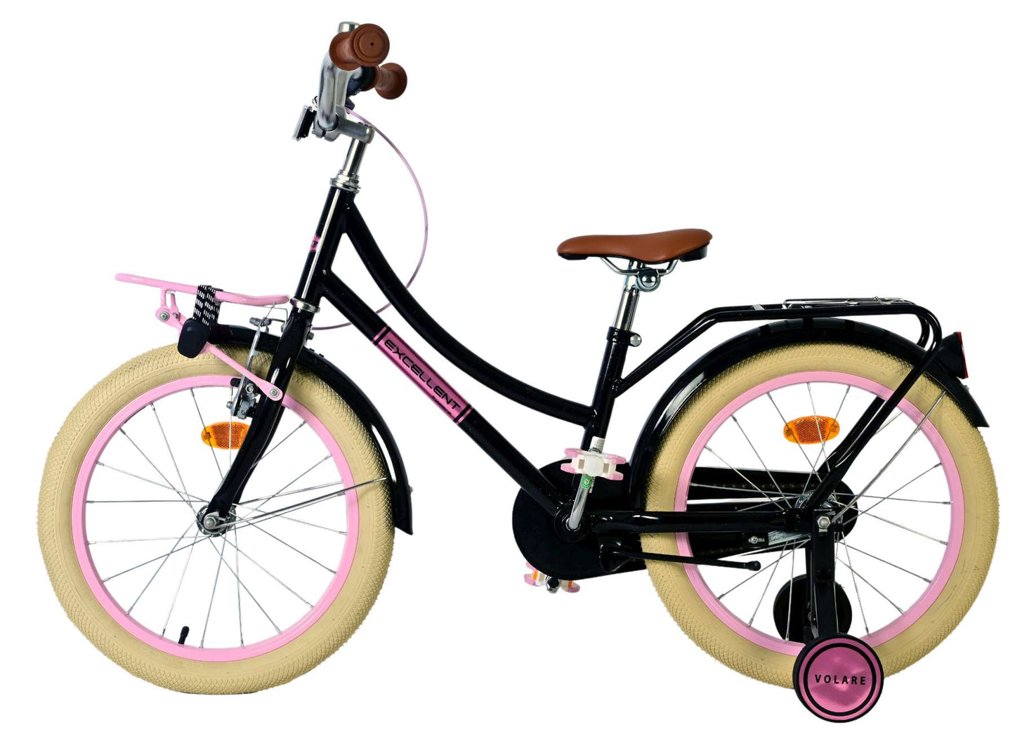 Volare ausgezeichnetes Kinderfahrrad – Mädchen – 18 Zoll – Schwarz – 95 % zusammengebaut