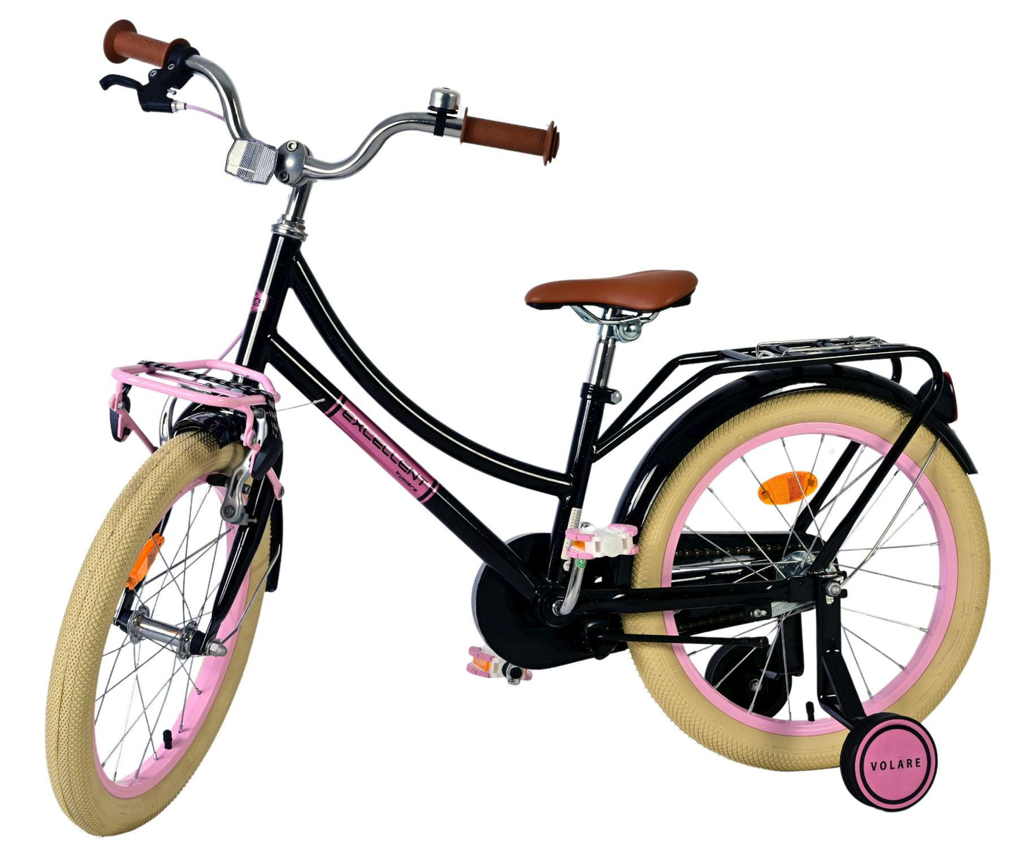 Volare ausgezeichnetes Kinderfahrrad – Mädchen – 18 Zoll – Schwarz – 95 % zusammengebaut