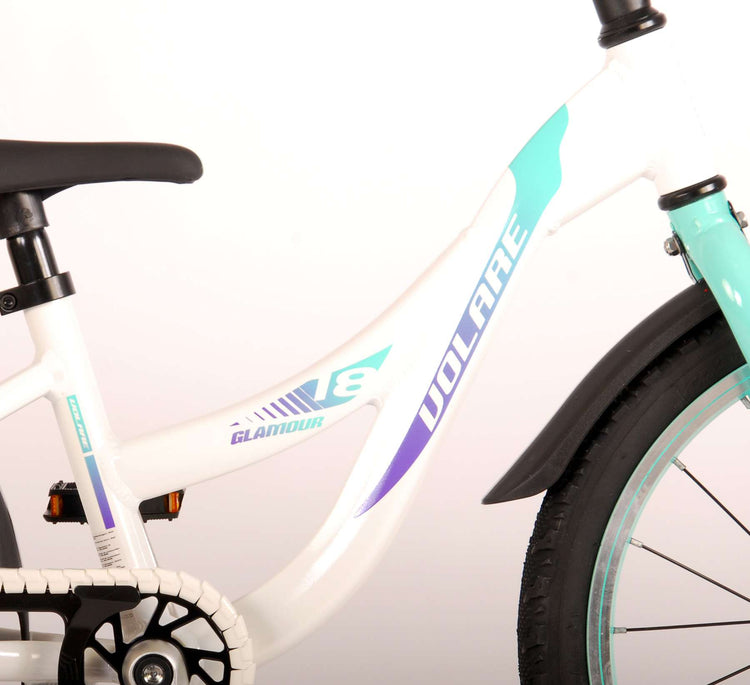 Volare Glamour Children's Bicycle - Mädchen - 18 Zoll - Weiße Minze Grün - Prime Collection