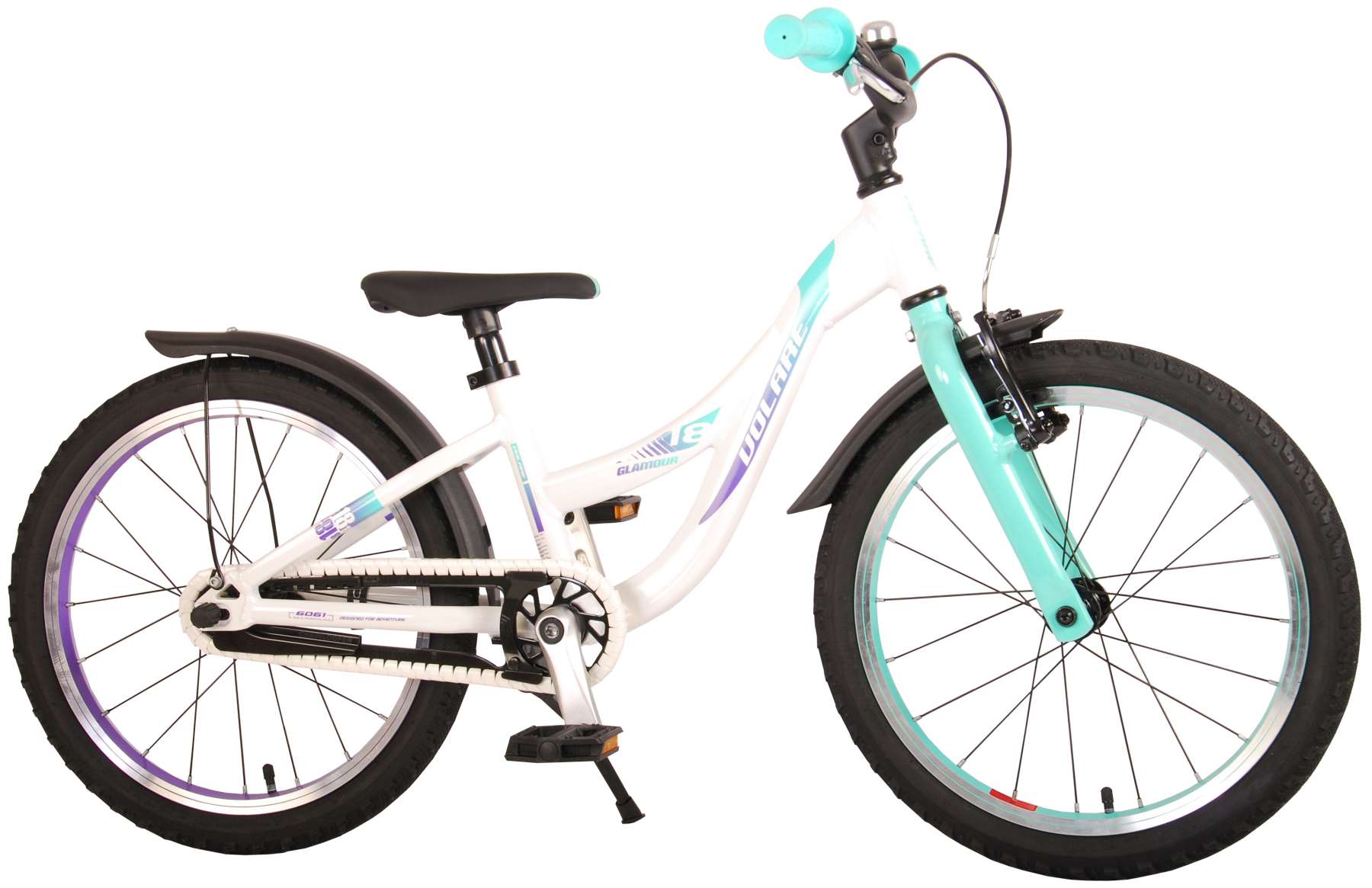Volare Glamour Children's Bicycle - Mädchen - 18 Zoll - Weiße Minze Grün - Prime Collection