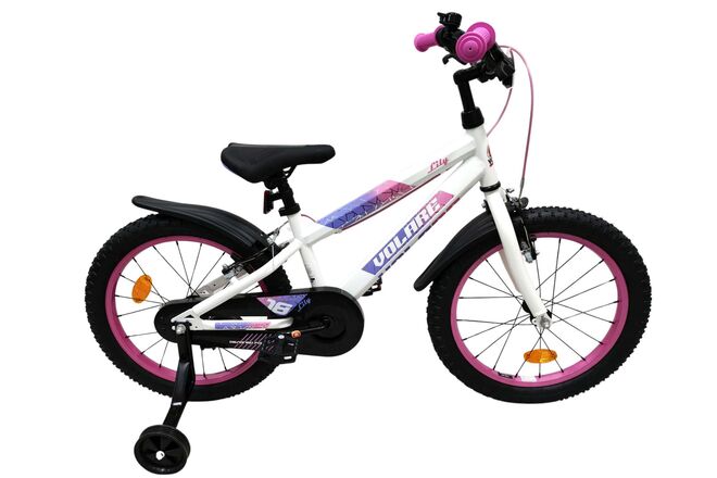 Volare Lily Kinderfahrrad – Mädchen – 18 Zoll – Weiß Rosa Lila – Zwei Handbremsen