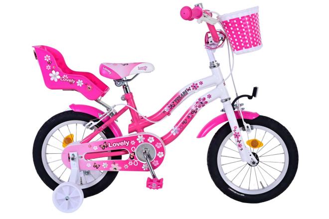 Volare Lovely Children's Bicycle - Mädchen - 14 Zoll - Pink White - Zwei Handbremsen